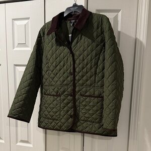 Jones New York Olive Green Quilted Puffer Jacket